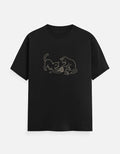 Cats at Play minimalist cat print unisex t-shirt front