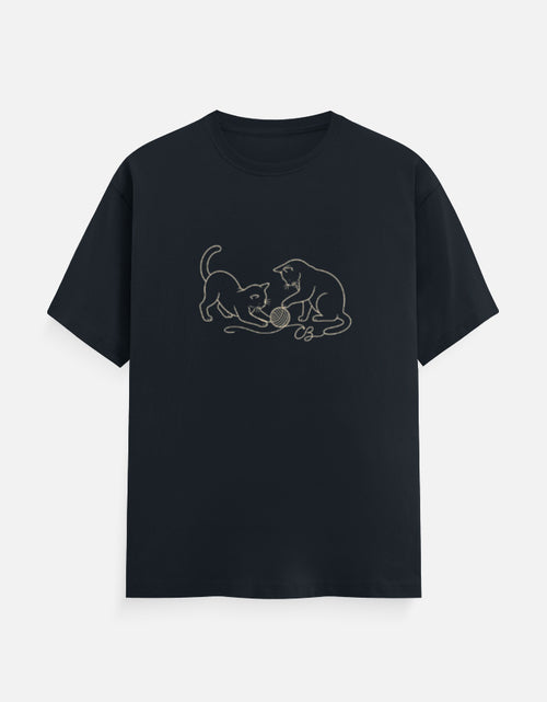 Cats at Play minimalist cat print unisex t-shirt front