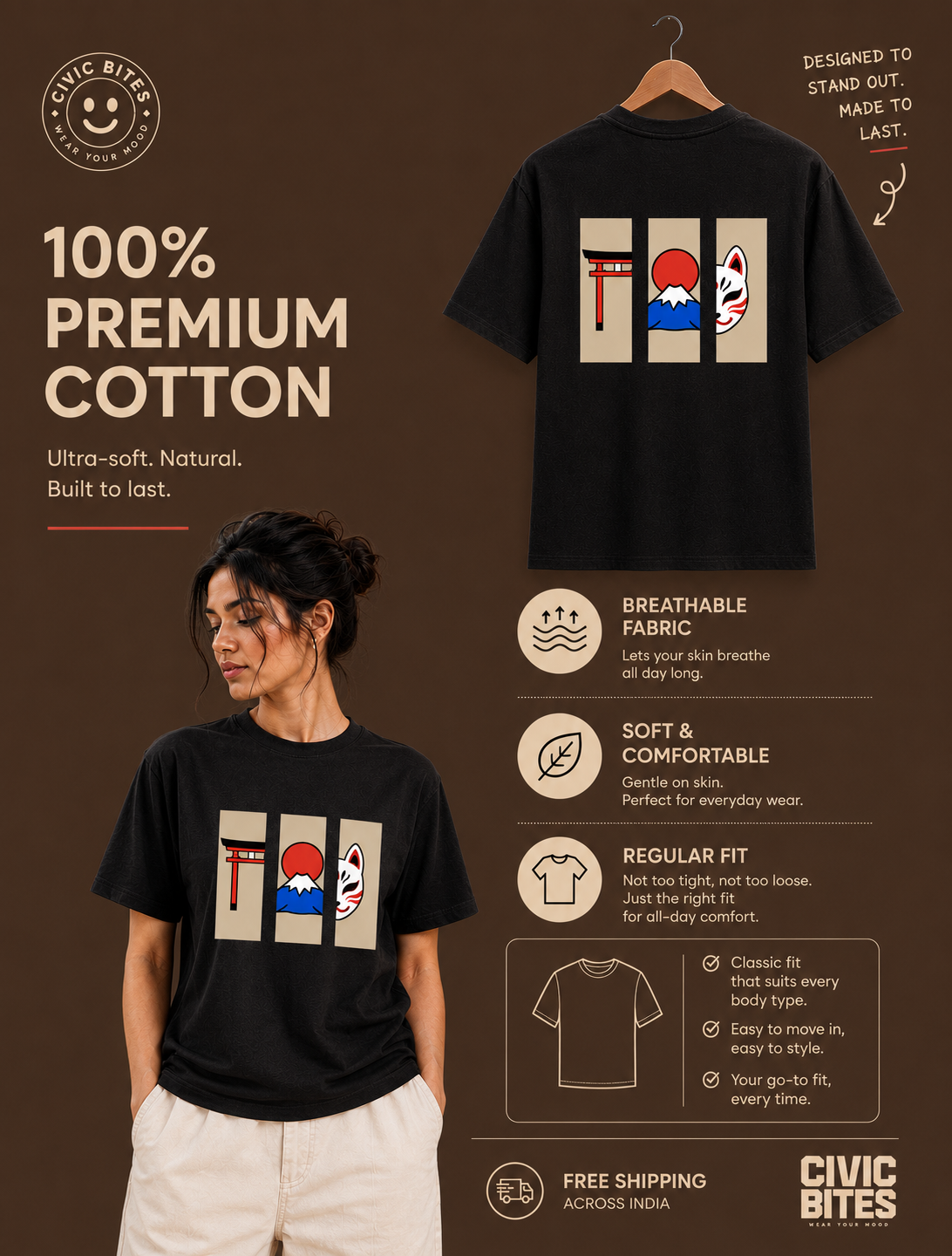 Japanese Samurai | Japanese Unisex Oversized T-Shirt | Civic Bites