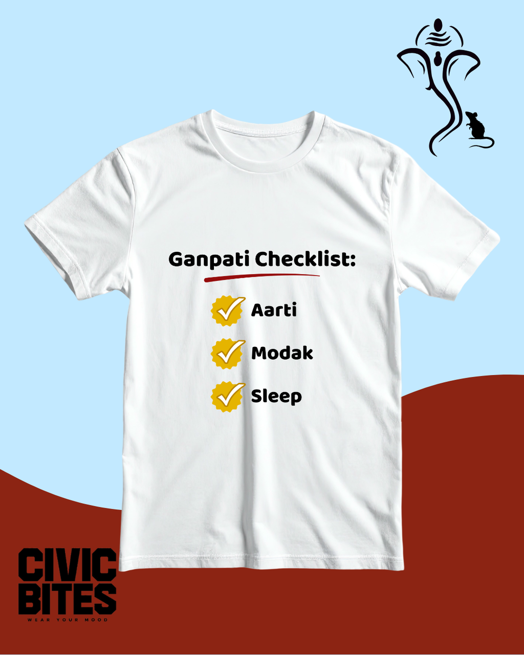 Ganpati Checklist | Ganpati | Unisex Oversized T-Shirt | Civic Bites