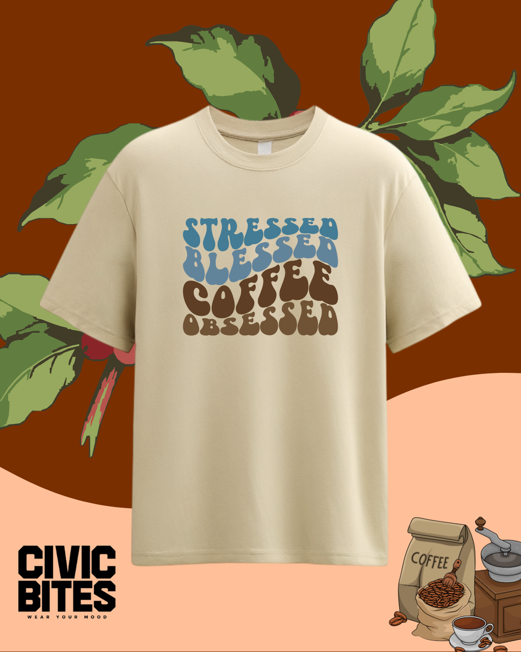 Coffee Obsessed | Unisex Oversized T-Shirt | Civic Bites