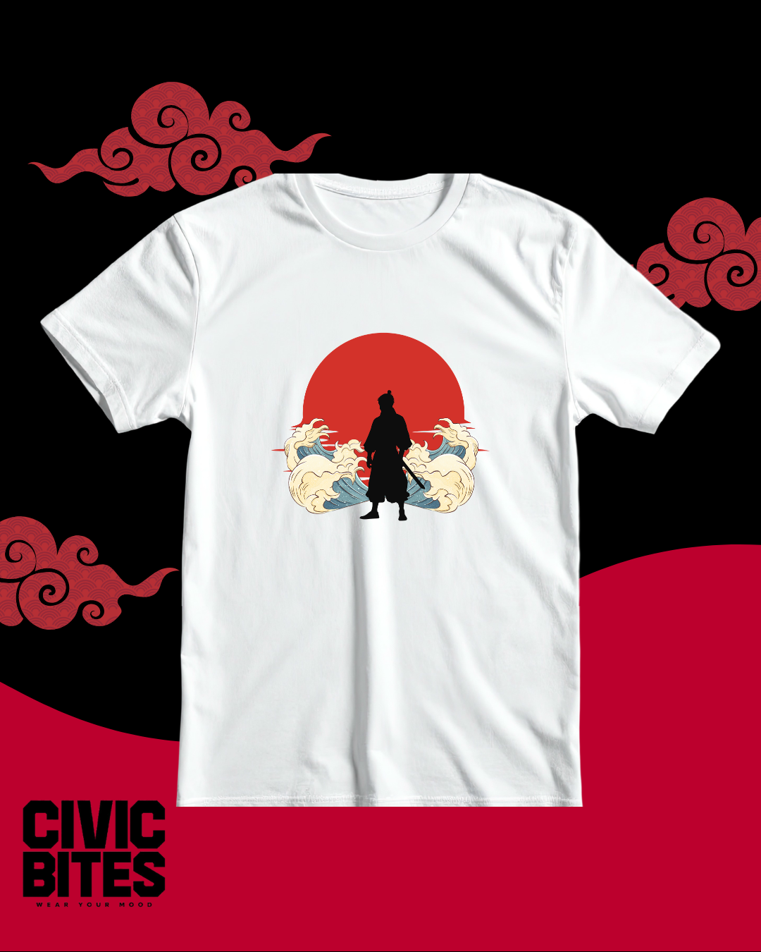Samurai Sunrise | Japanese Unisex Oversized T-Shirt | Civic Bites