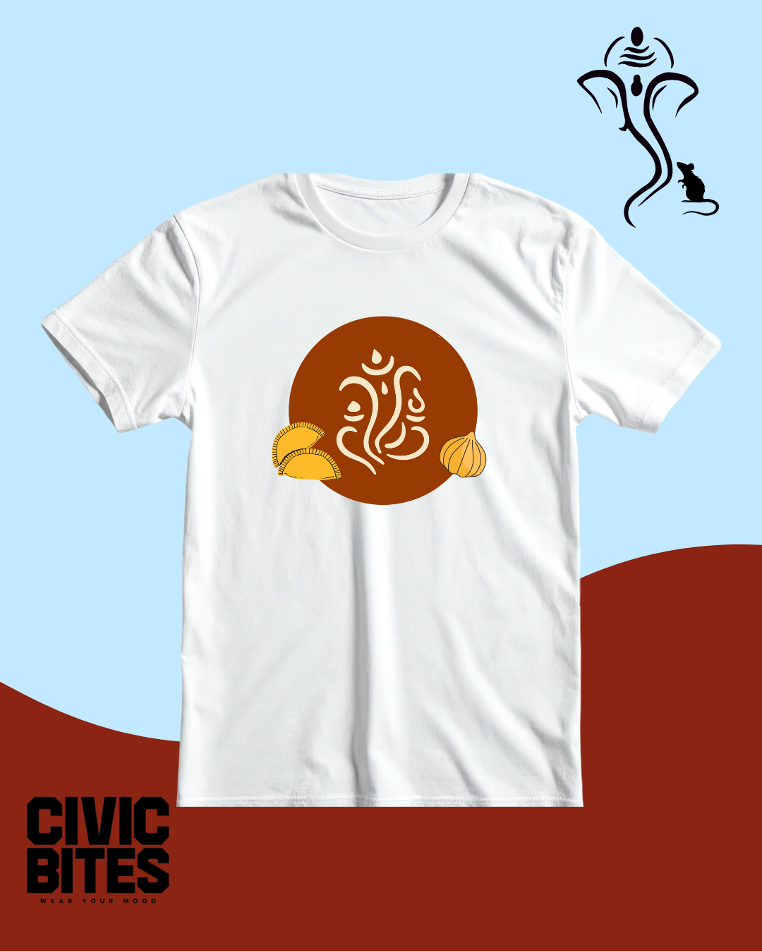 Ganpati Minimalist | Ganpati | Unisex Oversized T-Shirt | Civic Bites