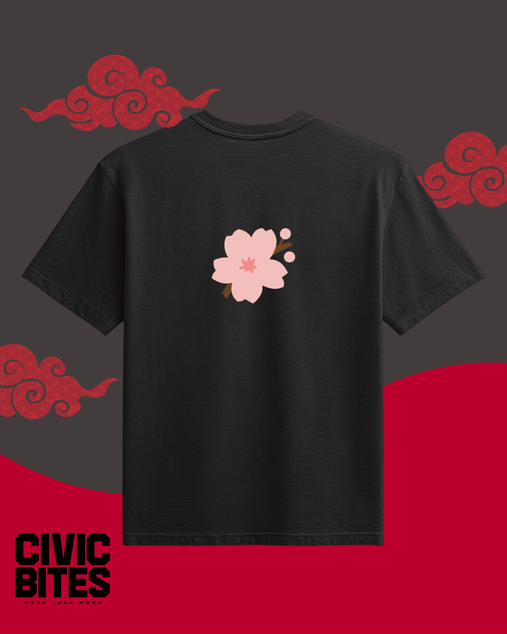 Sakura Rising Sun | Women's Double-Sided Oversized T-Shirt | Civic Bites