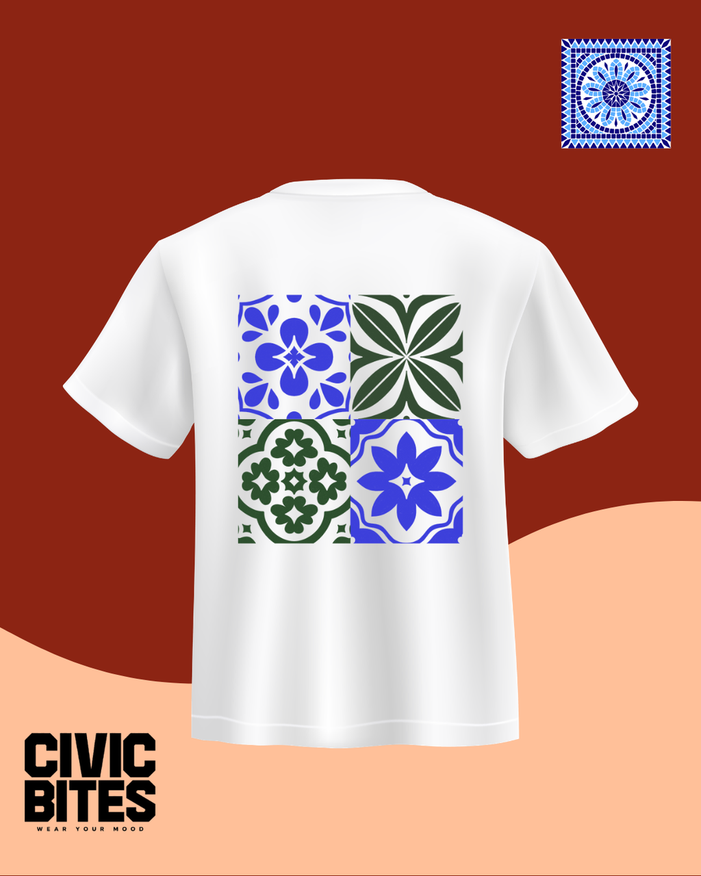 Mosaic Graphic Oversized T-Shirt | Retro Printed T-Shirt