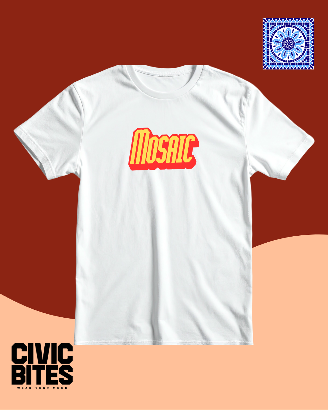 Mosaic Graphic Oversized T-Shirt | Retro Printed T-Shirt
