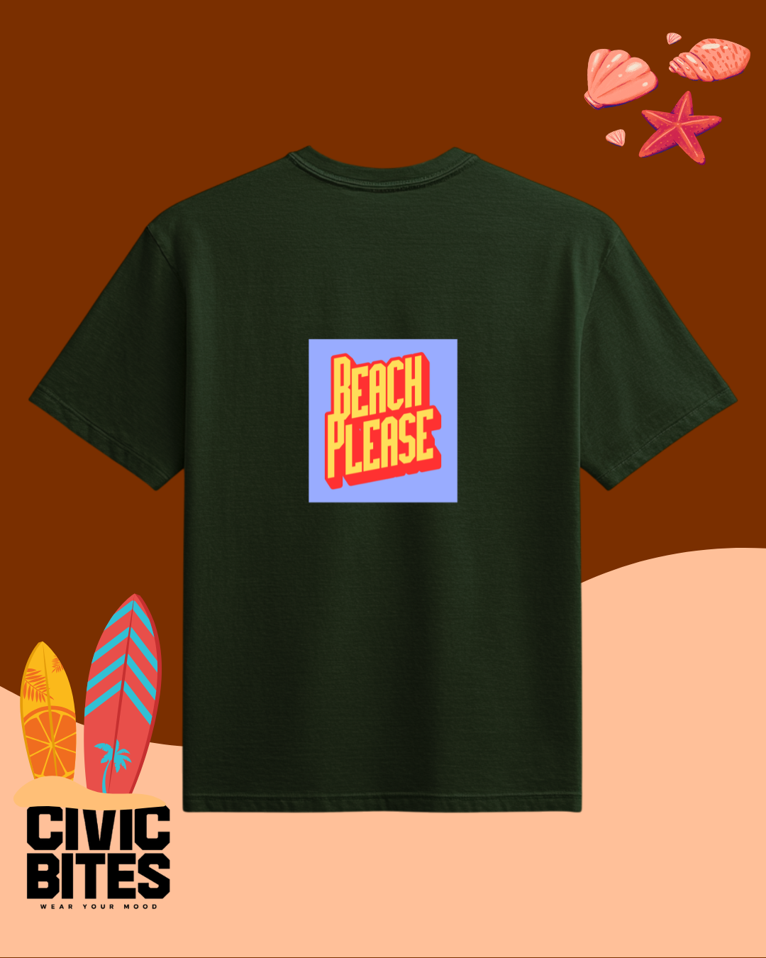 Beach Please Graphic Women's T-shirt | Civic Bites