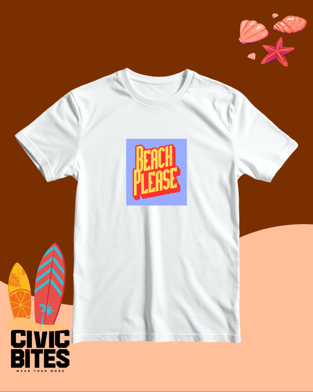 Beach Please Graphic Women's T-shirt | Civic Bites