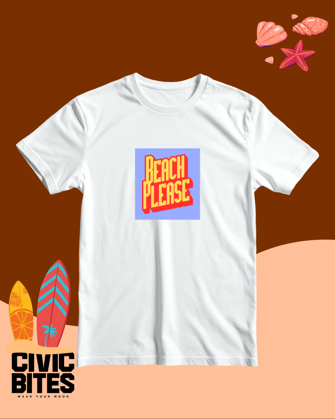Beach Please Graphic Women's T-shirt | Civic Bites