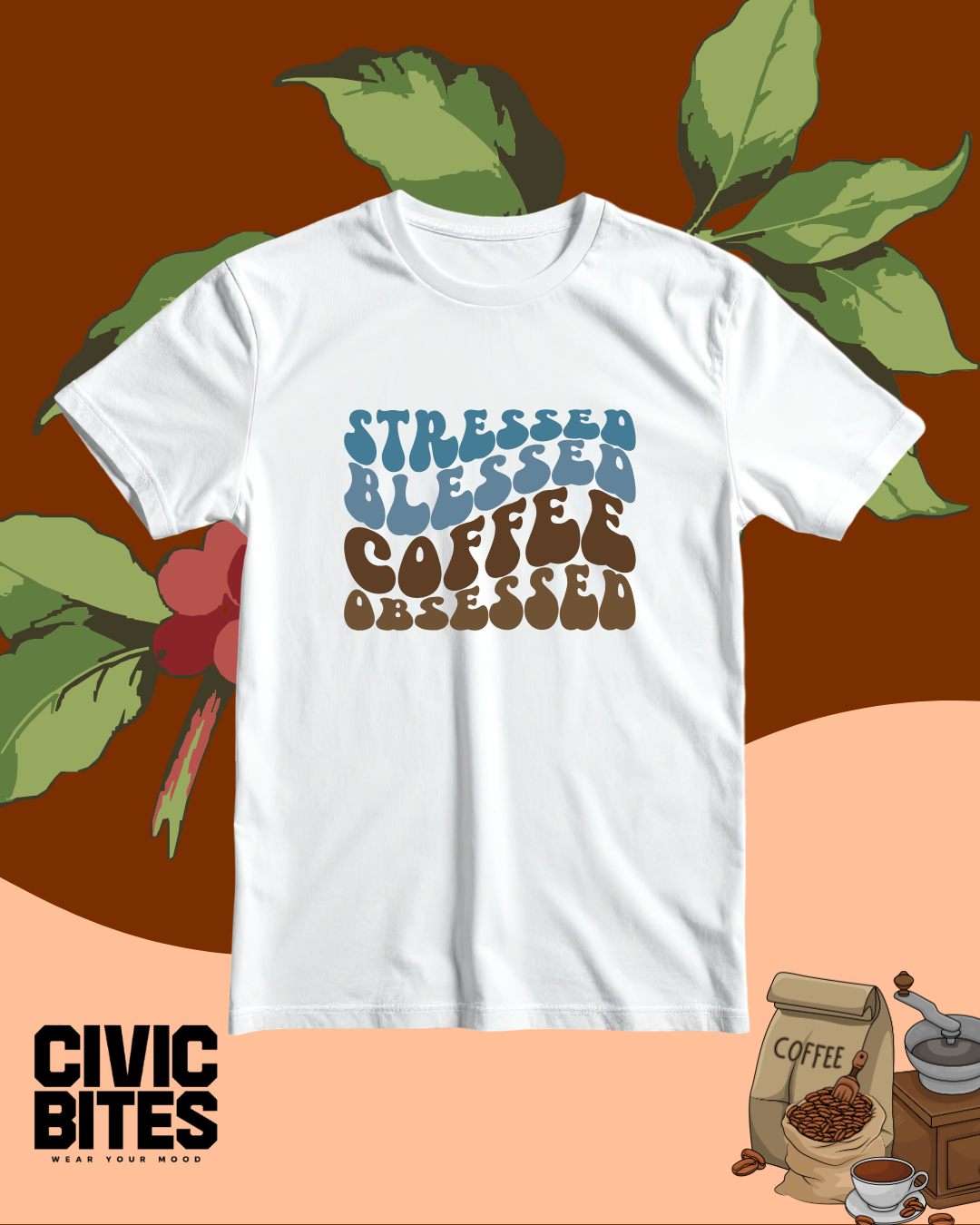 Coffee Obsessed | Unisex Oversized T-Shirt | Civic Bites
