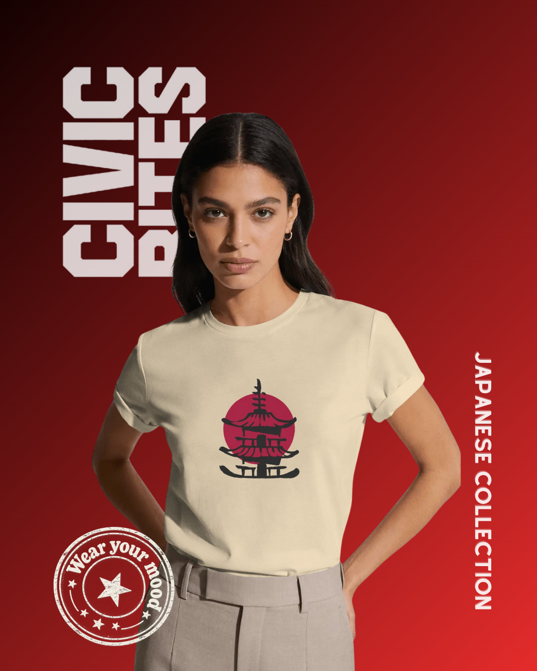 Japanese Pagoda | Japanese Unisex Oversized T-Shirt | Civic Bites