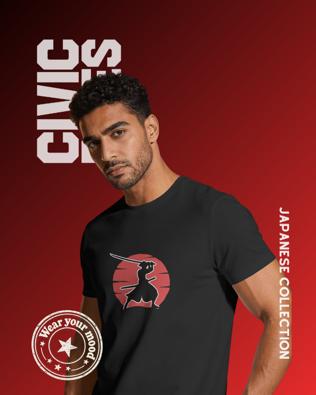 Japanese Samurai | Japanese Unisex Oversized T-Shirt | Civic Bites