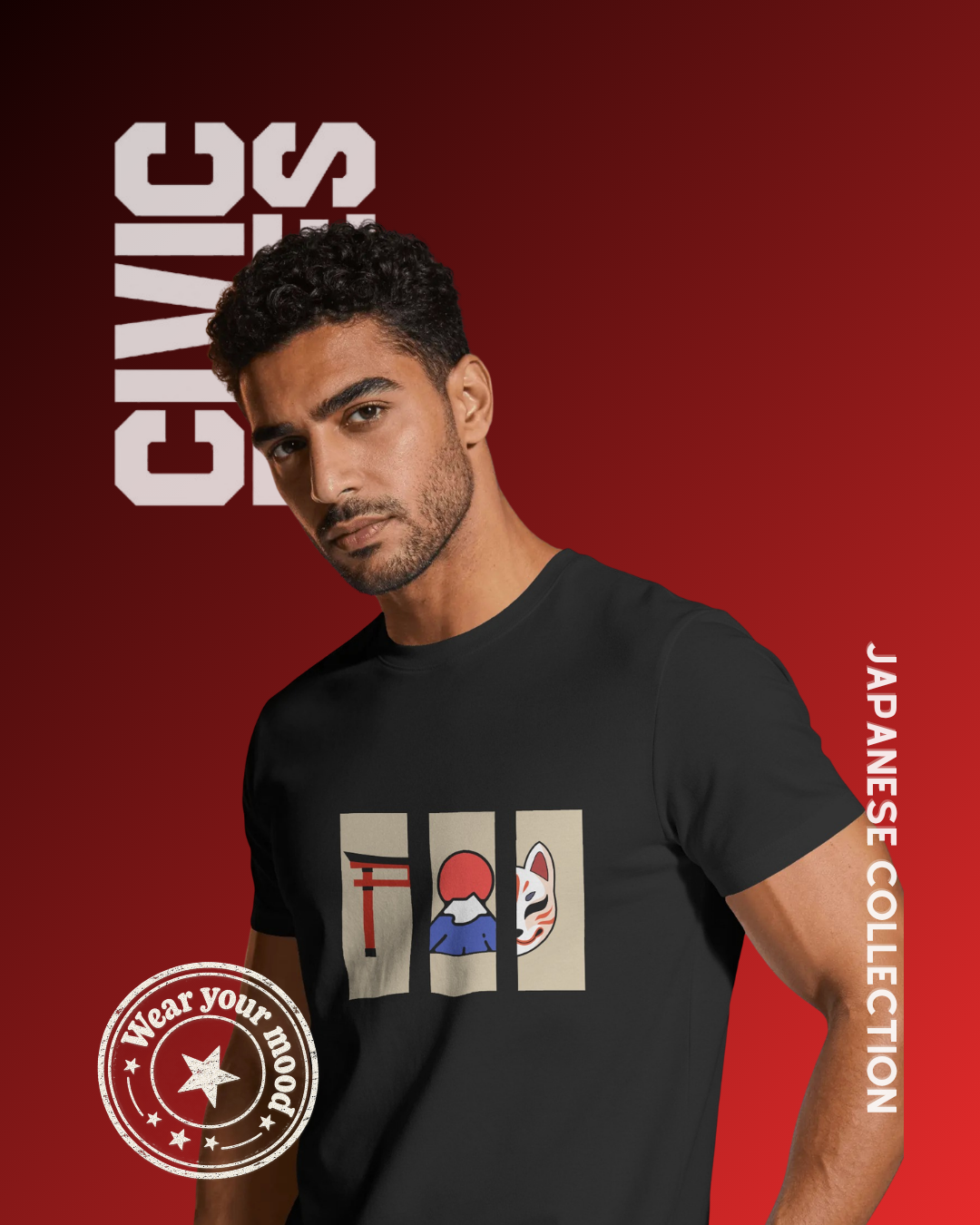 Japanese Torii Fuji Kitsune T-Shirt | Japanese Unisex Oversized | Civic Bites