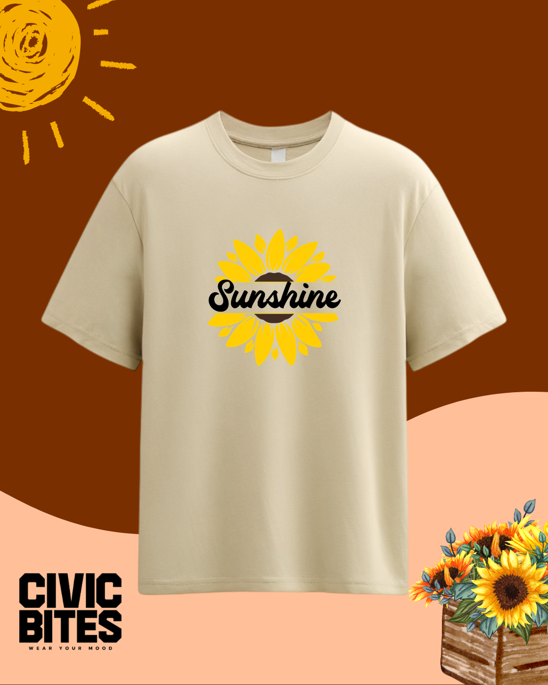 Sunshine minimalist oversized t-shirt front print