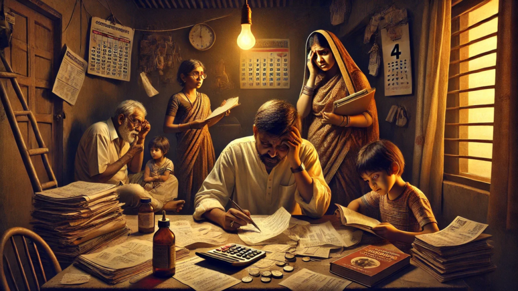 middle class Indian family financial stress